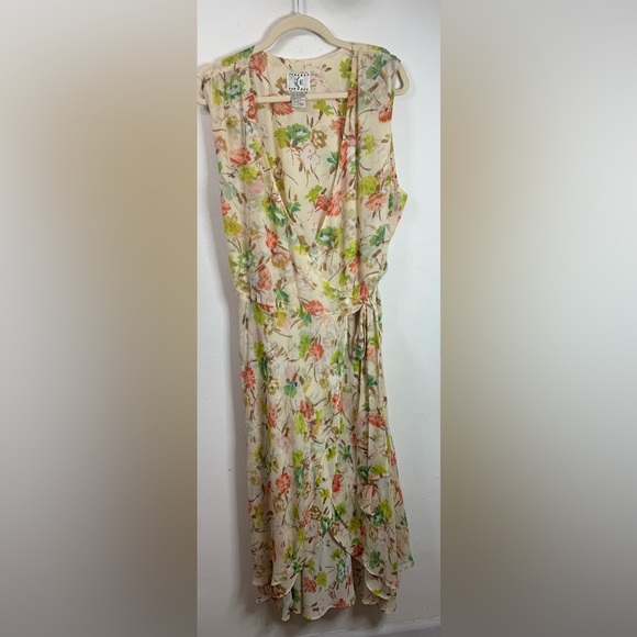(R6) Ice Dress vintage 100% silk Floral Sleeveless, talla 20 - Picture 3 of 13